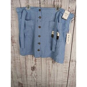 Dash Skort Women's X-Large Petite Linen Blend Blue Button New